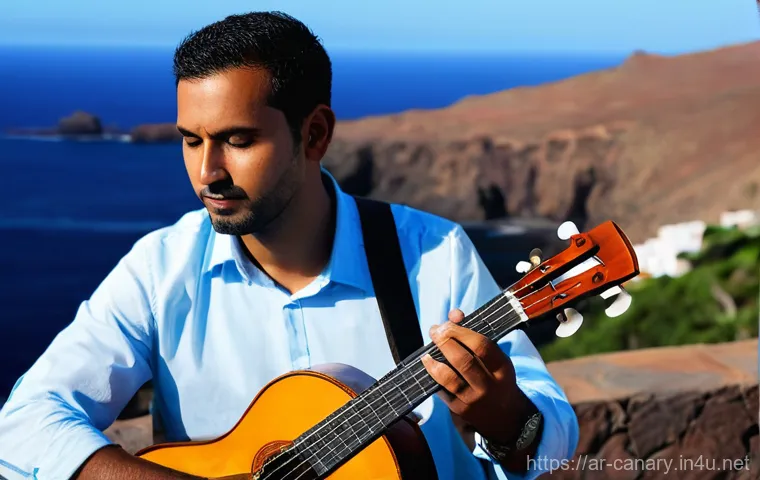 카나리아제도 전통 음악 - **Prompt 2: Dynamic Canarian Dance Festival**
    An energetic image of a group of diverse dancers, ...
