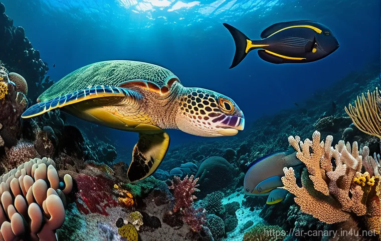 카나리아제도 다이빙 명소 - **Underwater Volcanic Cathedral with Golden Light**
    "An awe-inspiring underwater scene in the Ca...